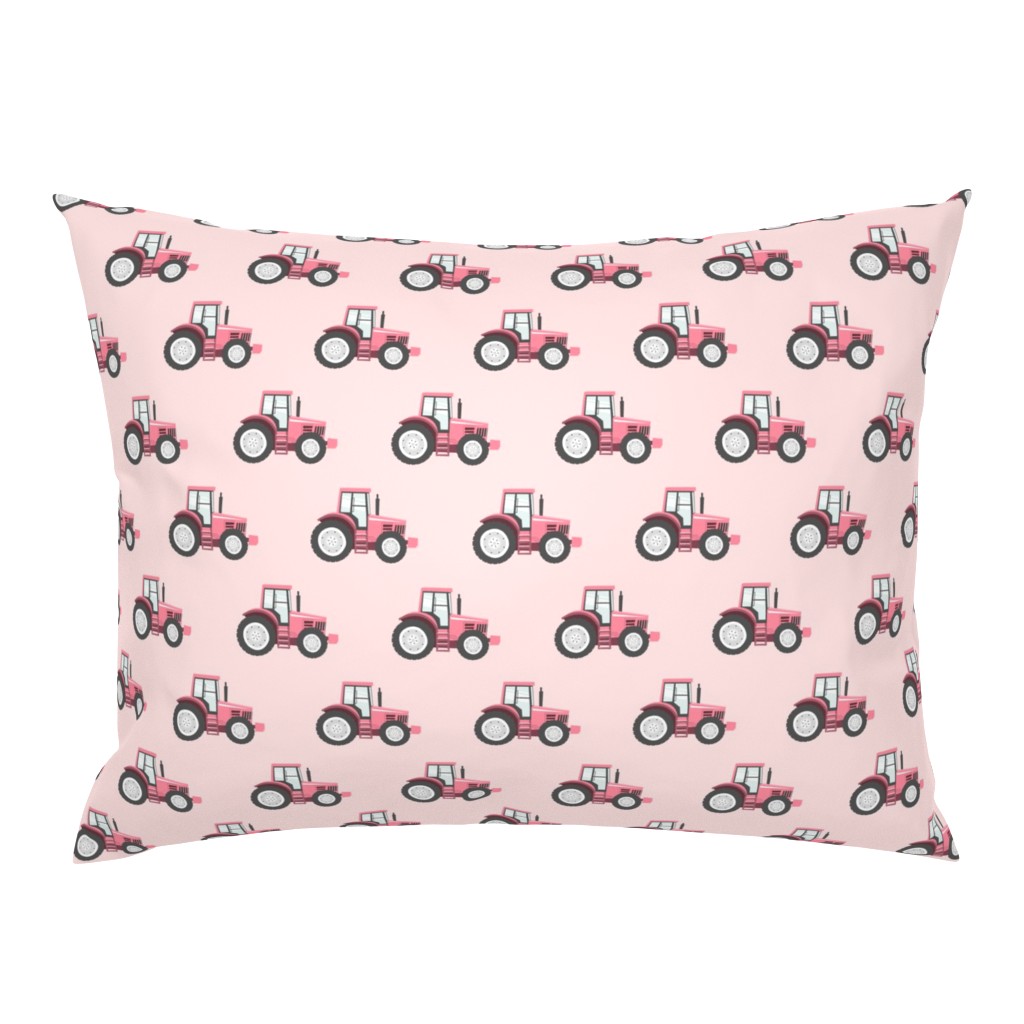 pink tractors on pink - farm themed fabric