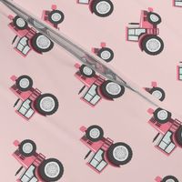 pink tractors on pink - farm themed fabric