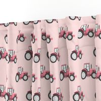 pink tractors on pink - farm themed fabric