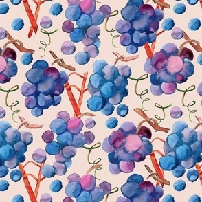 watercolor grapes on champagne pink | small