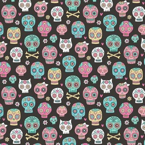 Sugar Skulls on Black Smaller 