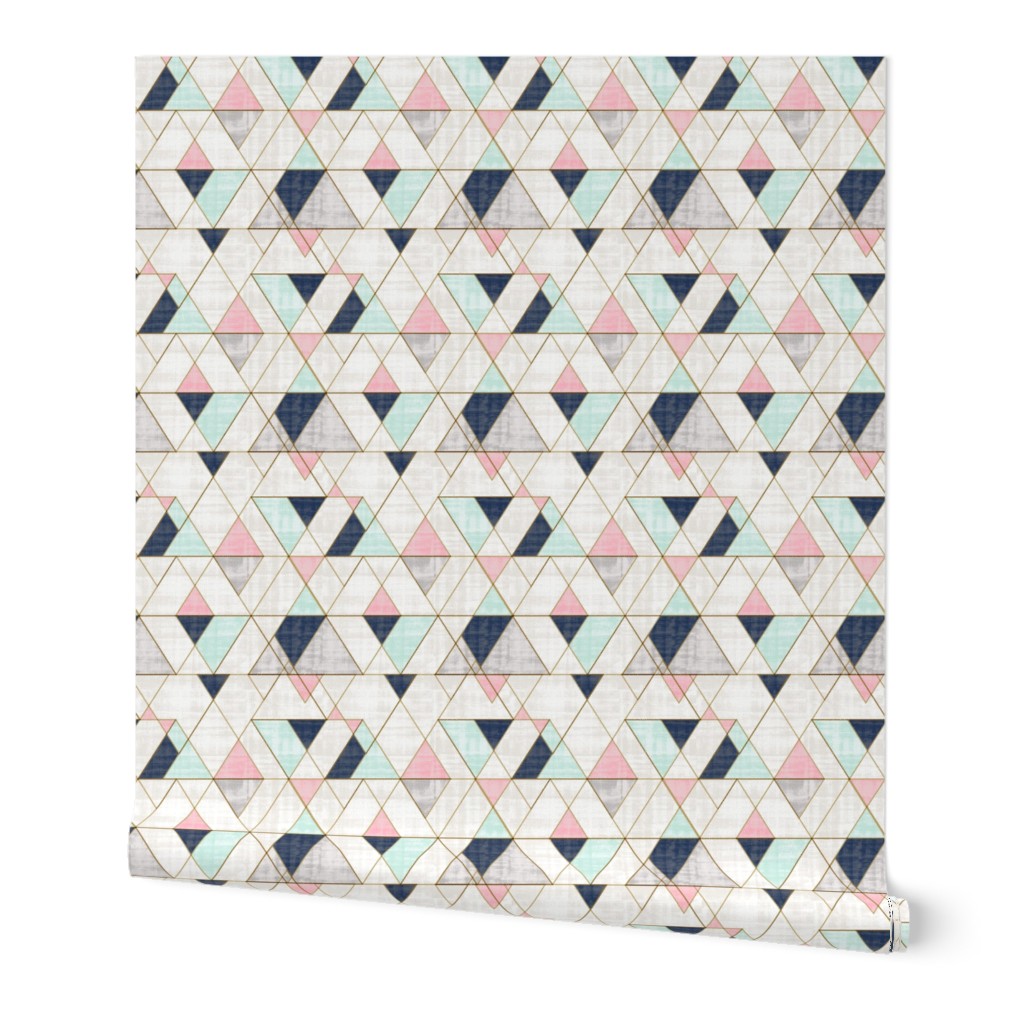 Mod Triangles M - Navy Mint Pink