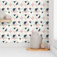 Mod Triangles M - Navy Mint Pink