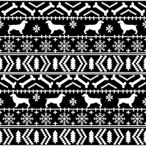 Boykin Spaniel fair isle christmas sweater fabric black and white