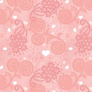 Feminine Pink Floral with Hearts