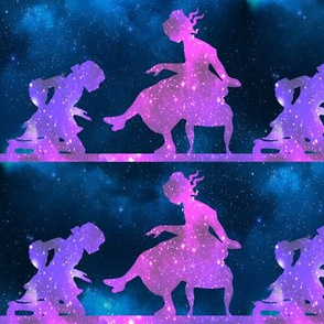 1 Cinderella fairy tales prince princess glass slippers shoes sparkles stars universe galaxy cosmic cosmos planets nebula silhouette watercolor effect  purple blue violet clouds