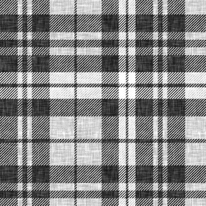 linen plaid - dark charcoal Fabric