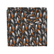 Feathers - Orange & Gray on Charcoal