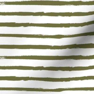 Distressed Green Stripes on White