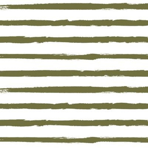 Distressed Green Stripes on White