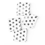 Distressed Charcoal Stars on White (Grunge Painted Vintage 4th of July American Flag Stars)