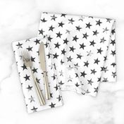 Distressed Charcoal Stars on White (Grunge Painted Vintage 4th of July American Flag Stars)