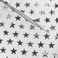 Distressed Charcoal Stars on White (Grunge Painted Vintage 4th of July American Flag Stars)