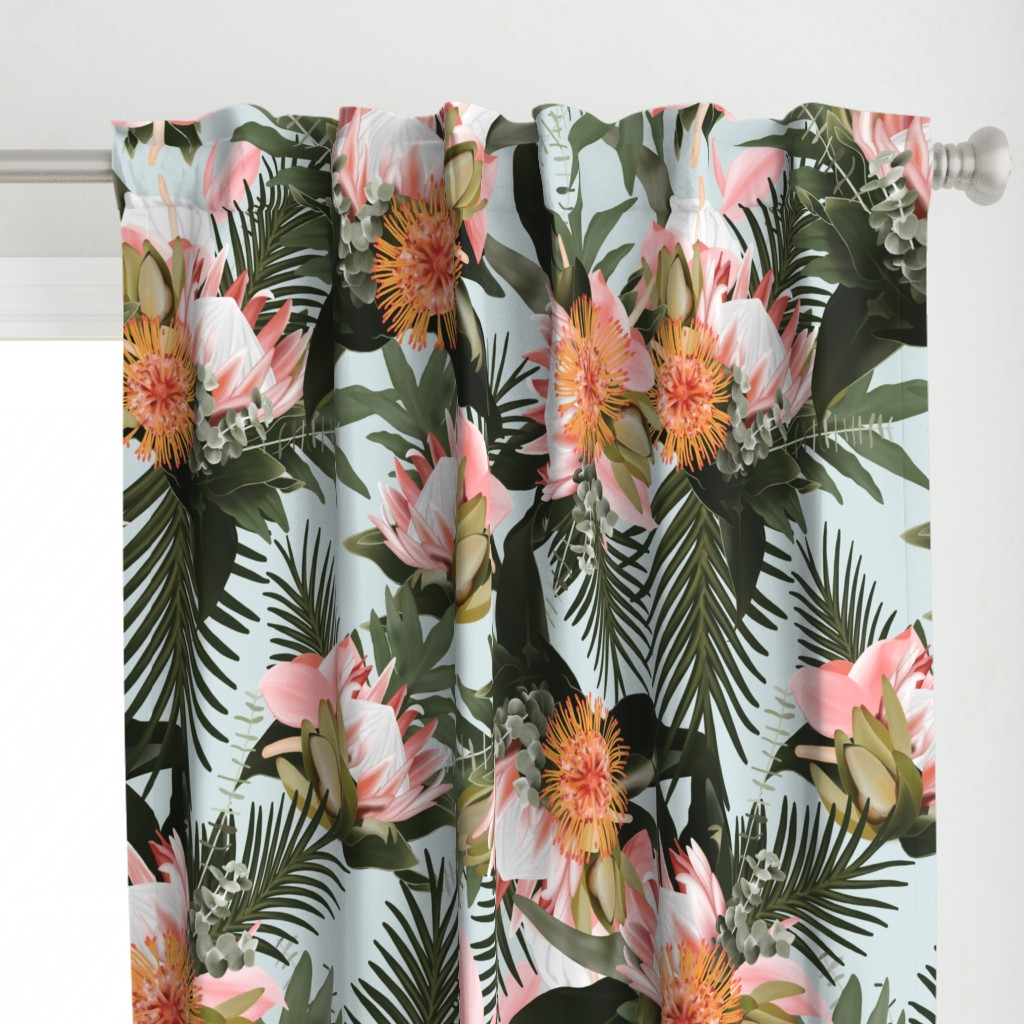 XL Tropical Floral on Blue 36"