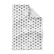 Distressed Charcoal Stars on Light Gray Stripes (Grunge Painted Vintage Distressed 4th of July American Flag Stripes)