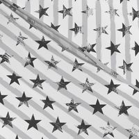 Distressed Charcoal Stars on Light Gray Stripes (Grunge Painted Vintage Distressed 4th of July American Flag Stripes)