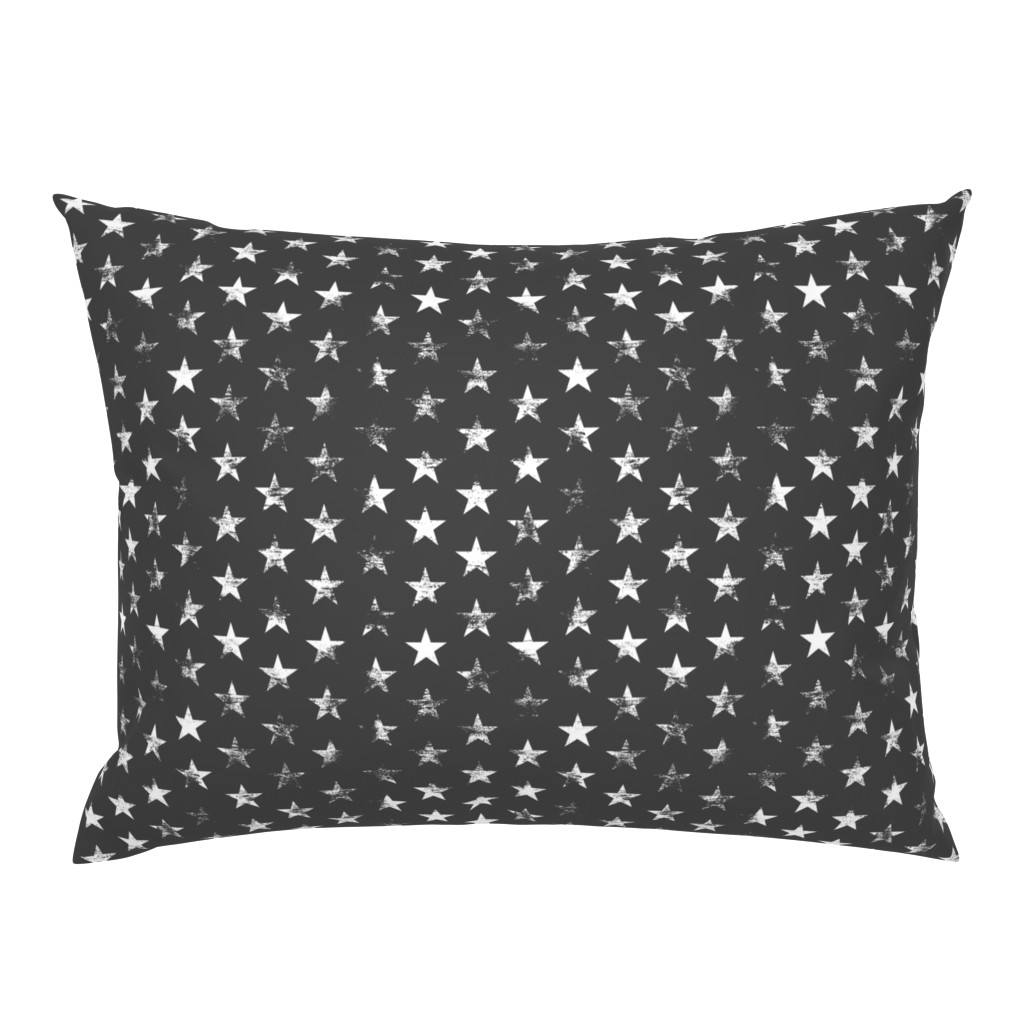 Distressed White Stars on Charcoal (Grunge Vintage 4th of July American Flag Stars)