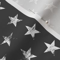 Distressed White Stars on Charcoal (Grunge Vintage 4th of July American Flag Stars)