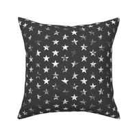 Distressed White Stars on Charcoal (Grunge Vintage 4th of July American Flag Stars)