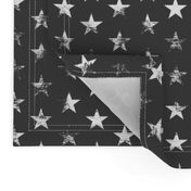 Distressed White Stars on Charcoal (Grunge Vintage 4th of July American Flag Stars)