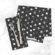 Distressed White Stars on Charcoal (Grunge Vintage 4th of July American Flag Stars)