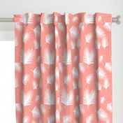 White Tropical Palm Leaves on Coral