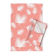 White Tropical Palm Leaves on Coral