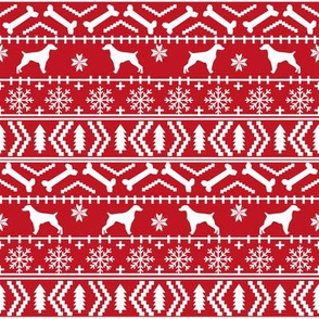 Brittany Spaniel fair isle christmas fabric dog breed silhouette red
