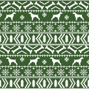 Brittany Spaniel fair isle christmas fabric dog breed silhouette green