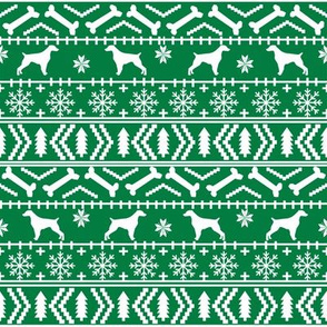 Brittany Spaniel fair isle christmas fabric dog breed silhouette bright green