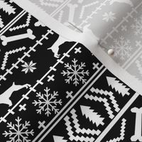 Brittany Spaniel fair isle christmas fabric dog breed silhouette black and white