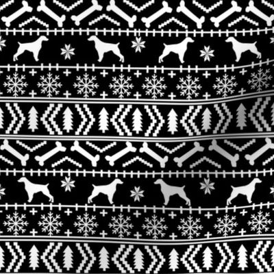 Brittany Spaniel fair isle christmas fabric dog breed silhouette black and white