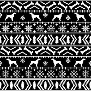 Brittany Spaniel fair isle christmas fabric dog breed silhouette black and white