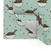 Noodles food kitchen fabric asian noodle bowl mint