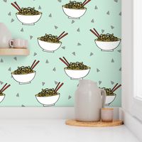 Noodles food kitchen fabric asian noodle bowl mint