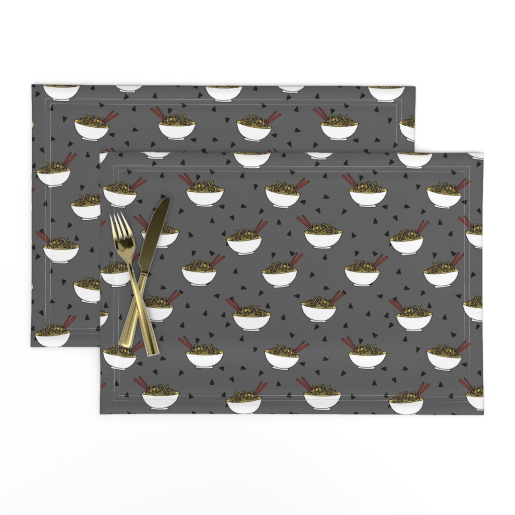 Noodles food kitchen fabric asian noodle bowl grey