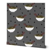 Noodles food kitchen fabric asian noodle bowl grey