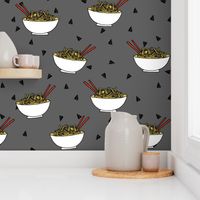 Noodles food kitchen fabric asian noodle bowl grey