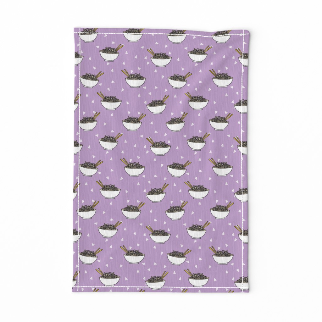 Noodles food kitchen fabric asian noodle bowl purple