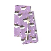 Noodles food kitchen fabric asian noodle bowl purple