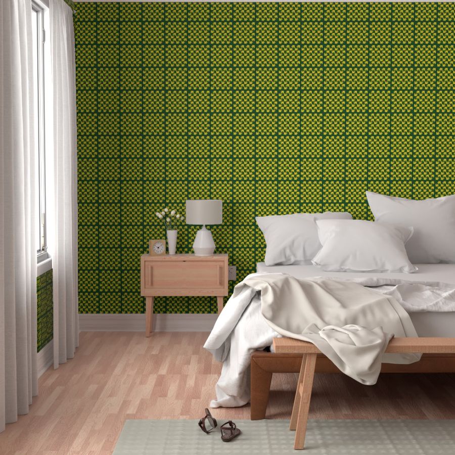 Puzzle Piece Block Grid Green Gold