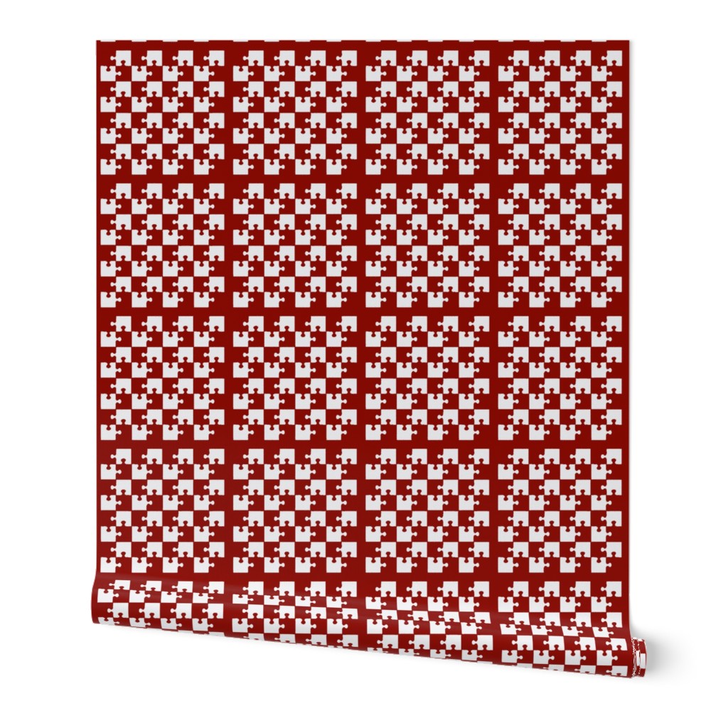 Puzzle Piece Block Grid  Red White