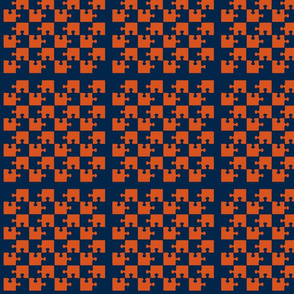 Puzzle Piece Block Grid Orange Blue