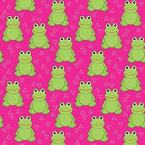 random froggies with triangles on hot pink