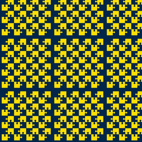 Puzzle Piece Block Grid Blue Yellow