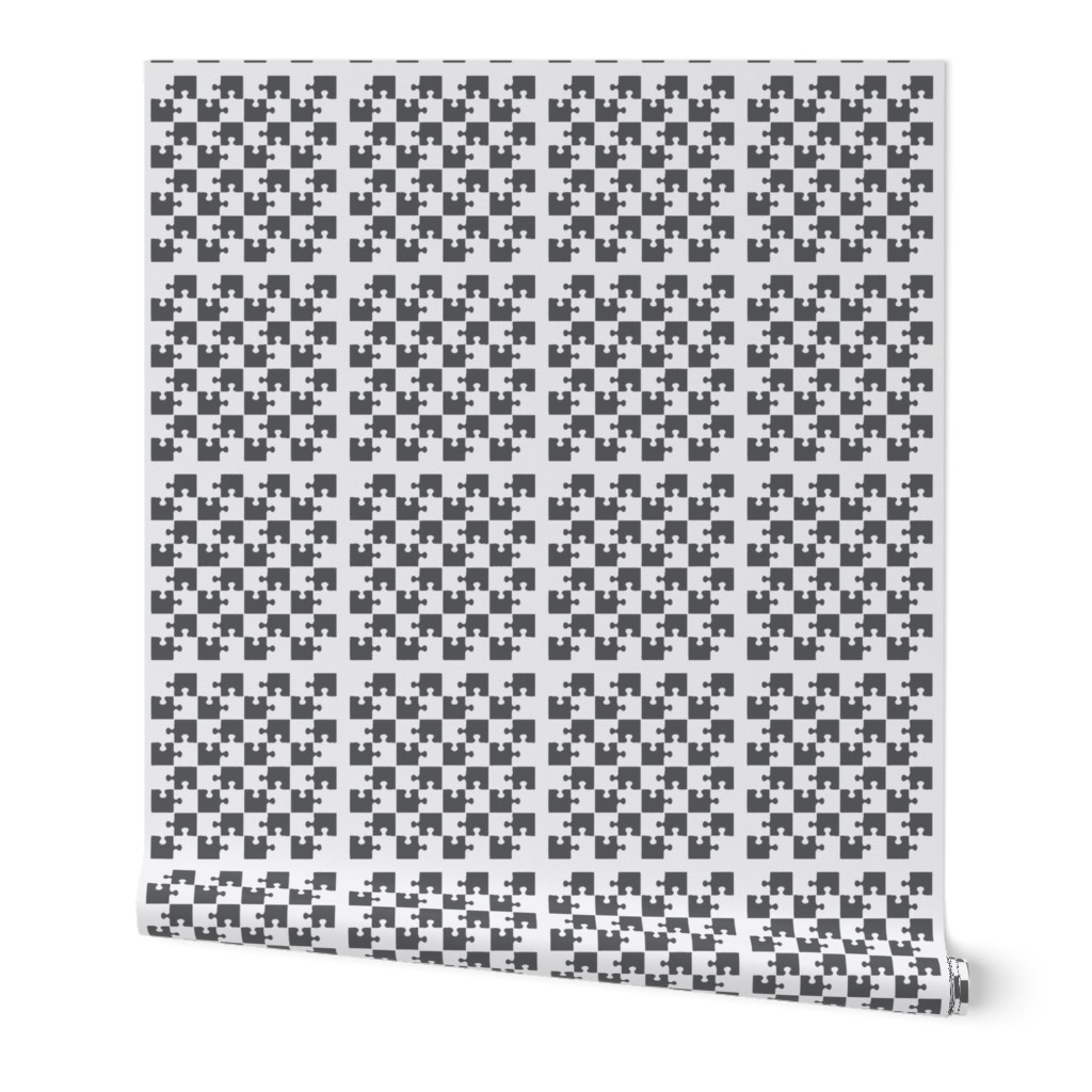 Puzzle Piece Block Grid Gray White