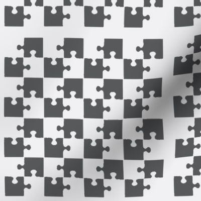 Puzzle Piece Block Grid Gray White