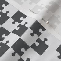 Puzzle Piece Block Grid Gray White