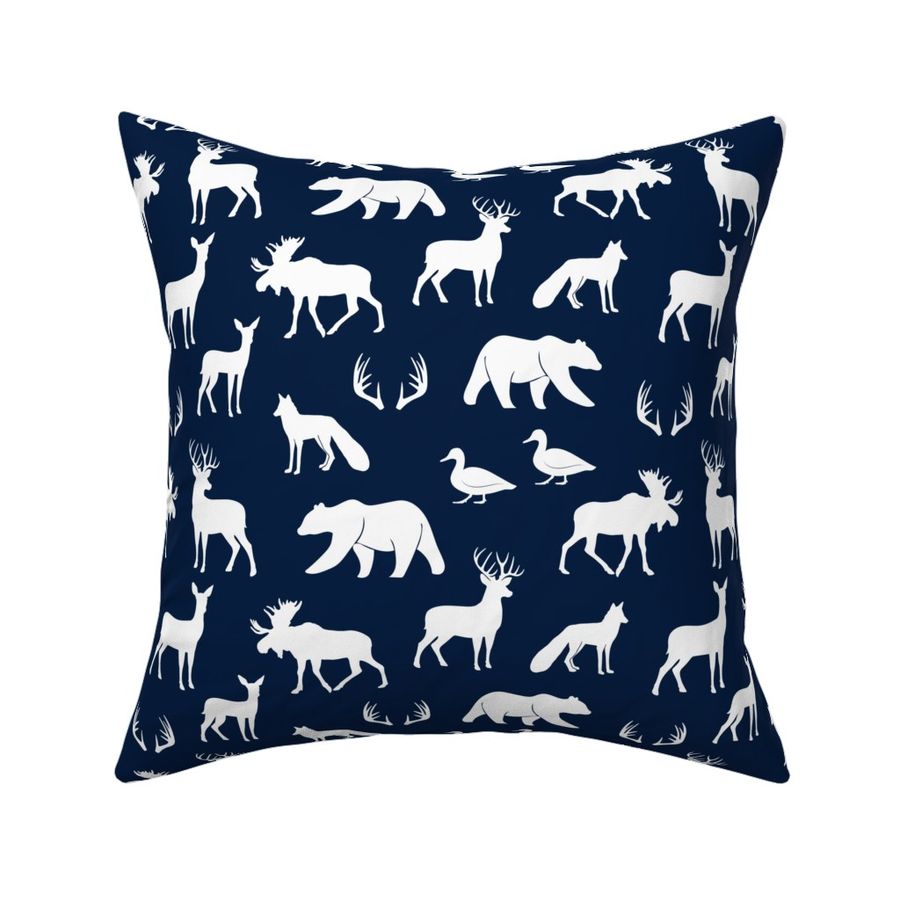 woodland animals on navy