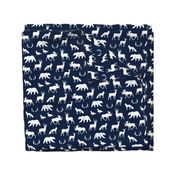 woodland animals on navy